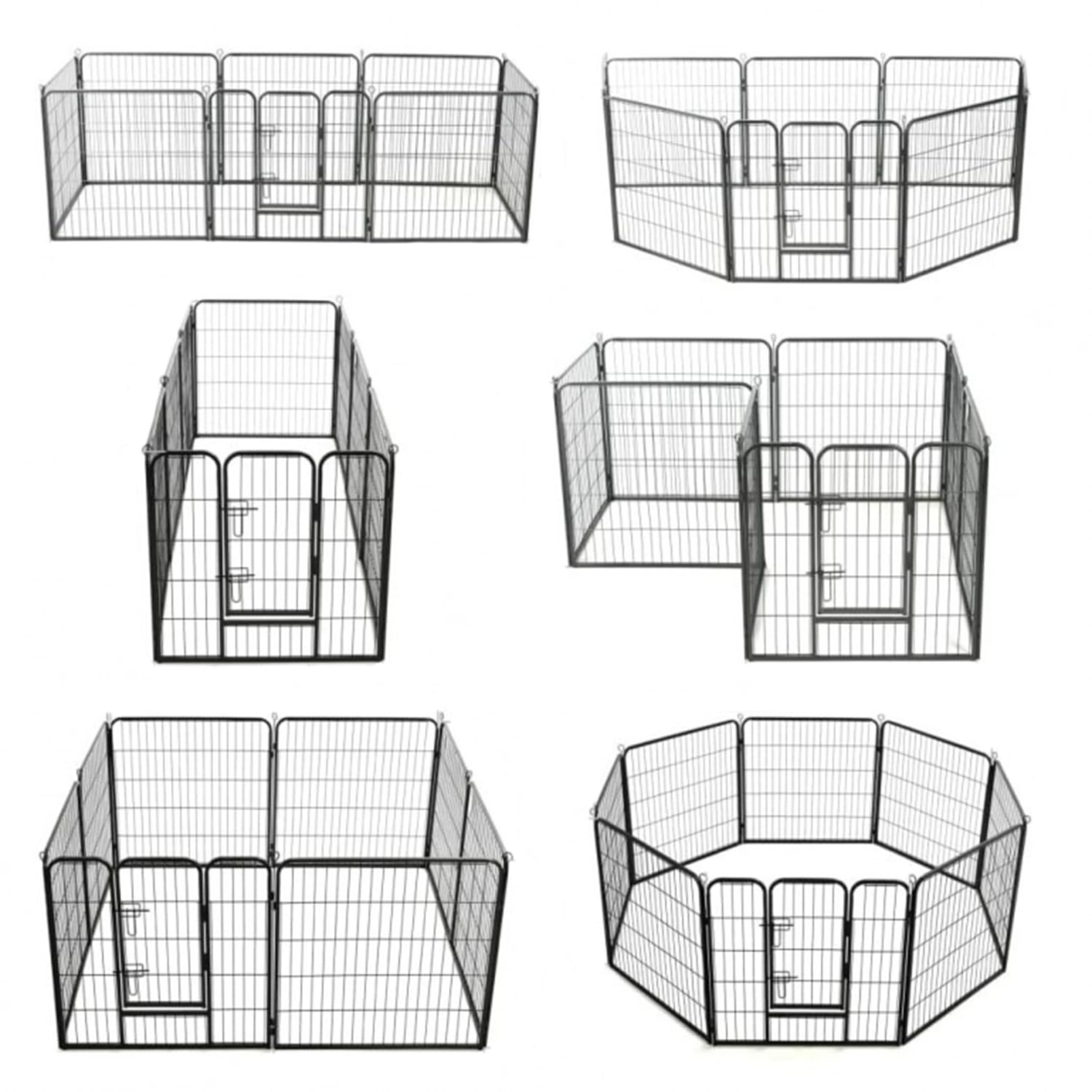 AQPET Recinto Modulare 80x80 cm per Cani, Gatti, Conigli e Roditori - 8 Pannelli Resistenti per Interno ed Esterno, Sicuro e Facile da Montare, Ideale per Casa e Giardino