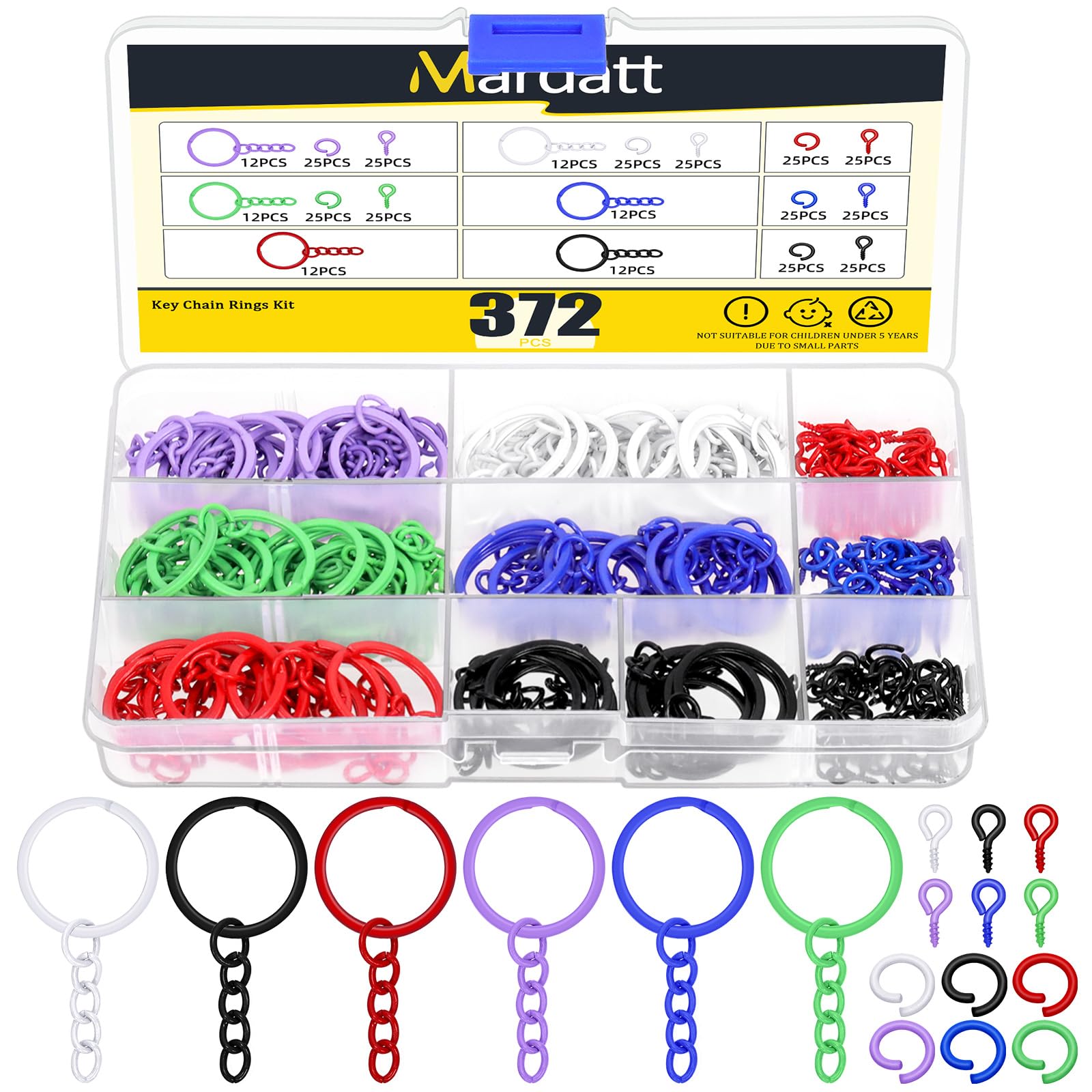 Mardatt 372Pcs 6 Colors Key Chain Rings, Schlüsselanhänger R