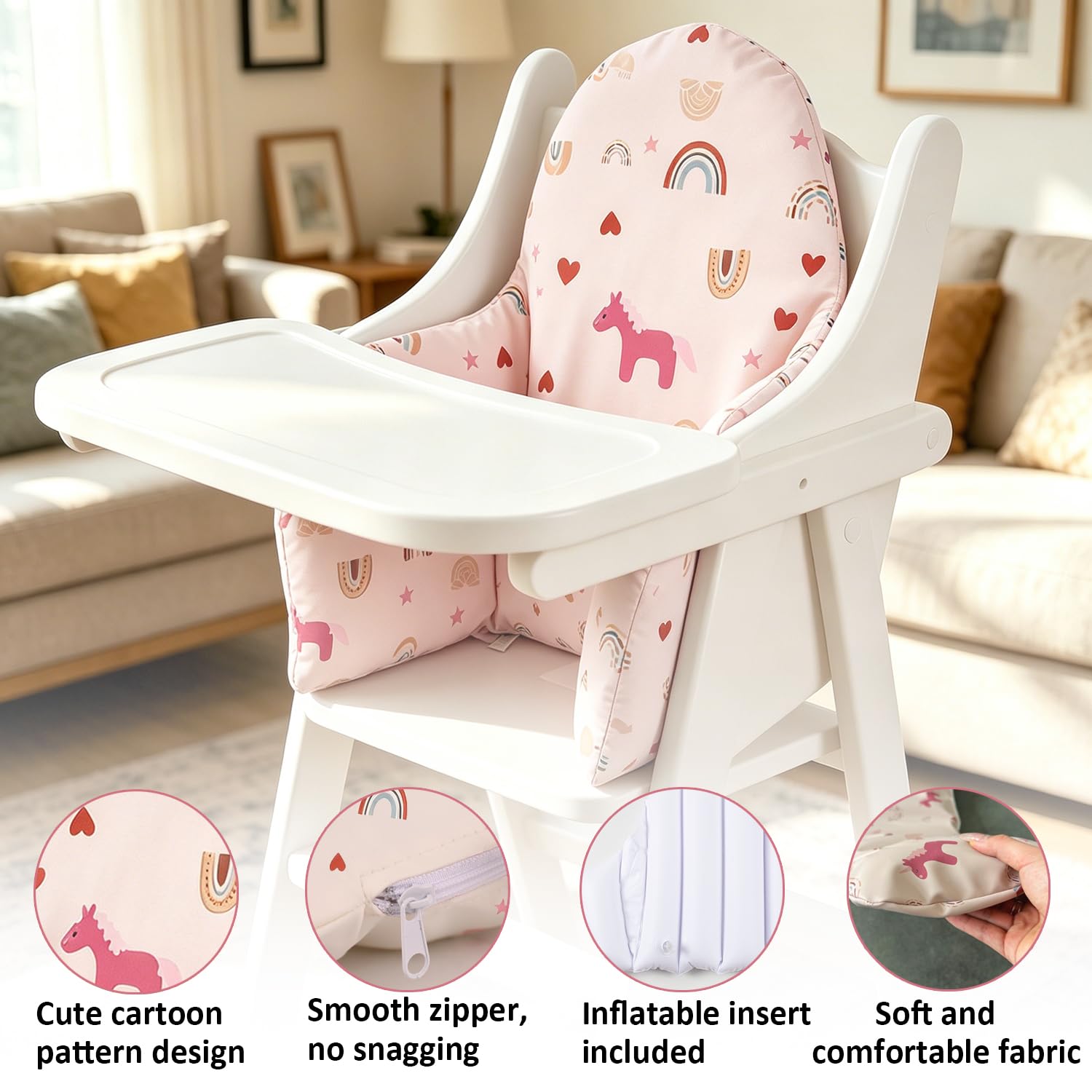 High Chair Cushion,Compatible with Antilop High Chair, Designed for Baby Infant Toodler Mealtime Use, Built-in Inflatable Cushion, Soft Waterproof & Easy Clean Cover Pad, for Home Dining Feeding