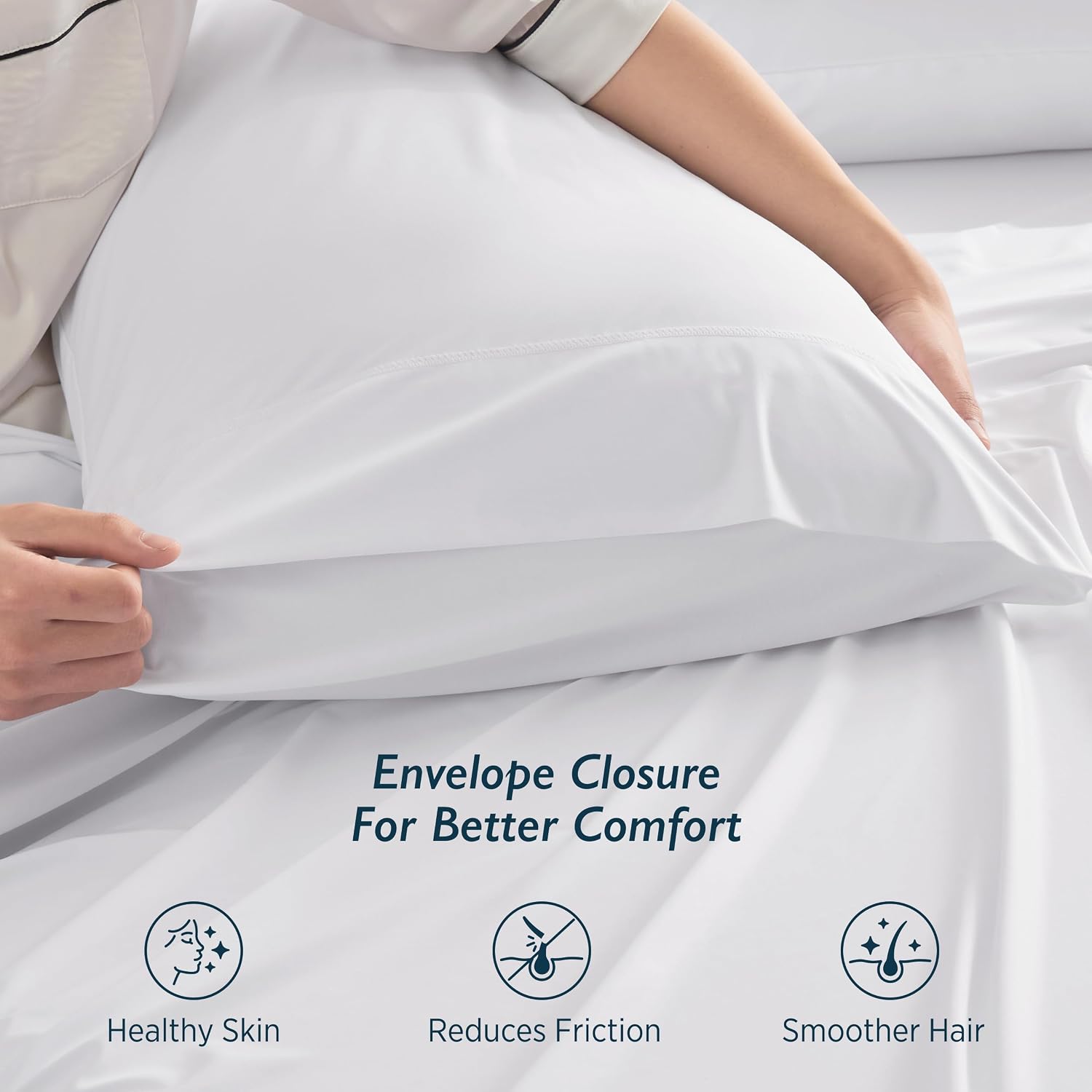 Breescape Cooling Pillow Cases King Size - BlendTek™ Dry & Cool Technology for Hot Sleepers and Night Sweats, Ultra Soft & Smooth Pillowcases for Hair & Skin Care, Set of 2, 20" x 36", Snow White