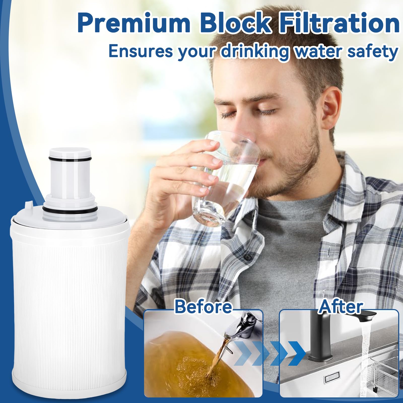100186 Filtro dell'acqua per cartucce di ricambio Amway | Sistema di filtrazione a carbone attivo a 6 stadi, rimuove il 99% degli odori, conserva minerali sani, filtro ecologico a lunga durata da 1