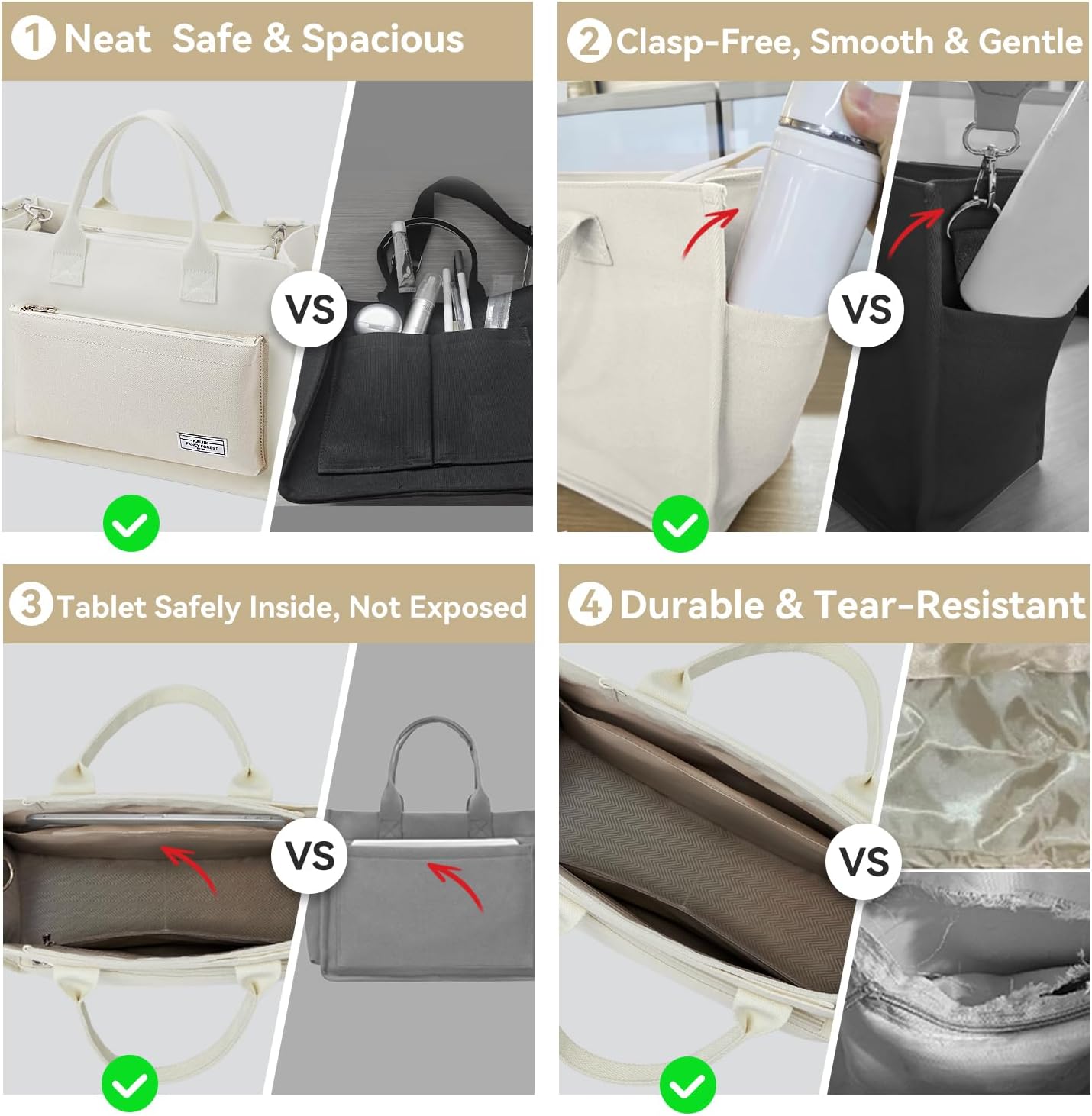 Canvas Tote Bag for Women, Laptop Tote Bag for Work, Travel & Daily Use image 4