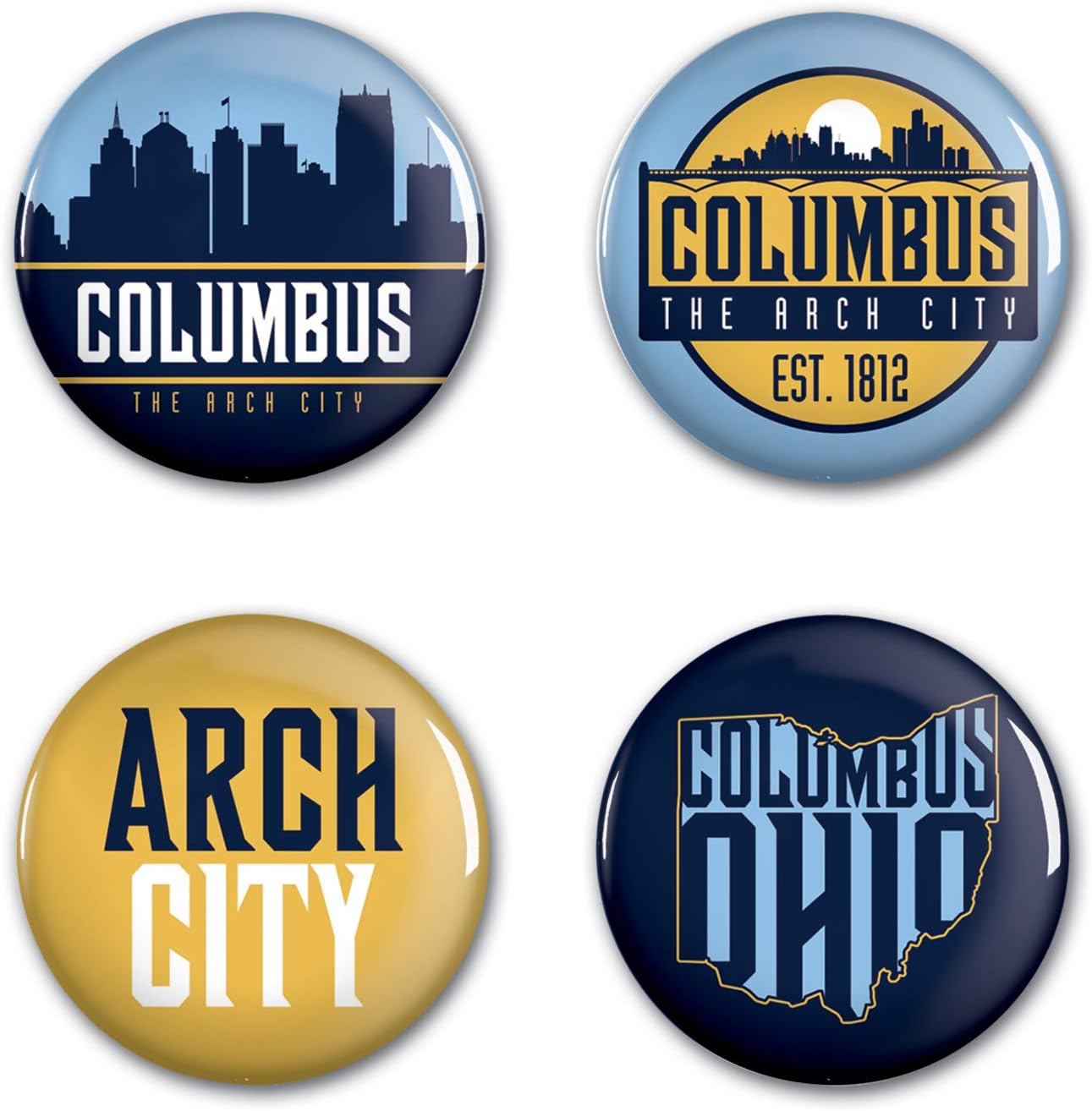 WinCraft Destination Ohio Columbus City/Ohio Columbus Button 4 Pack 1 1/4" RoundCity/Ohio Columbus Button 4 Pack 1 1/4" Round, Multi, NA