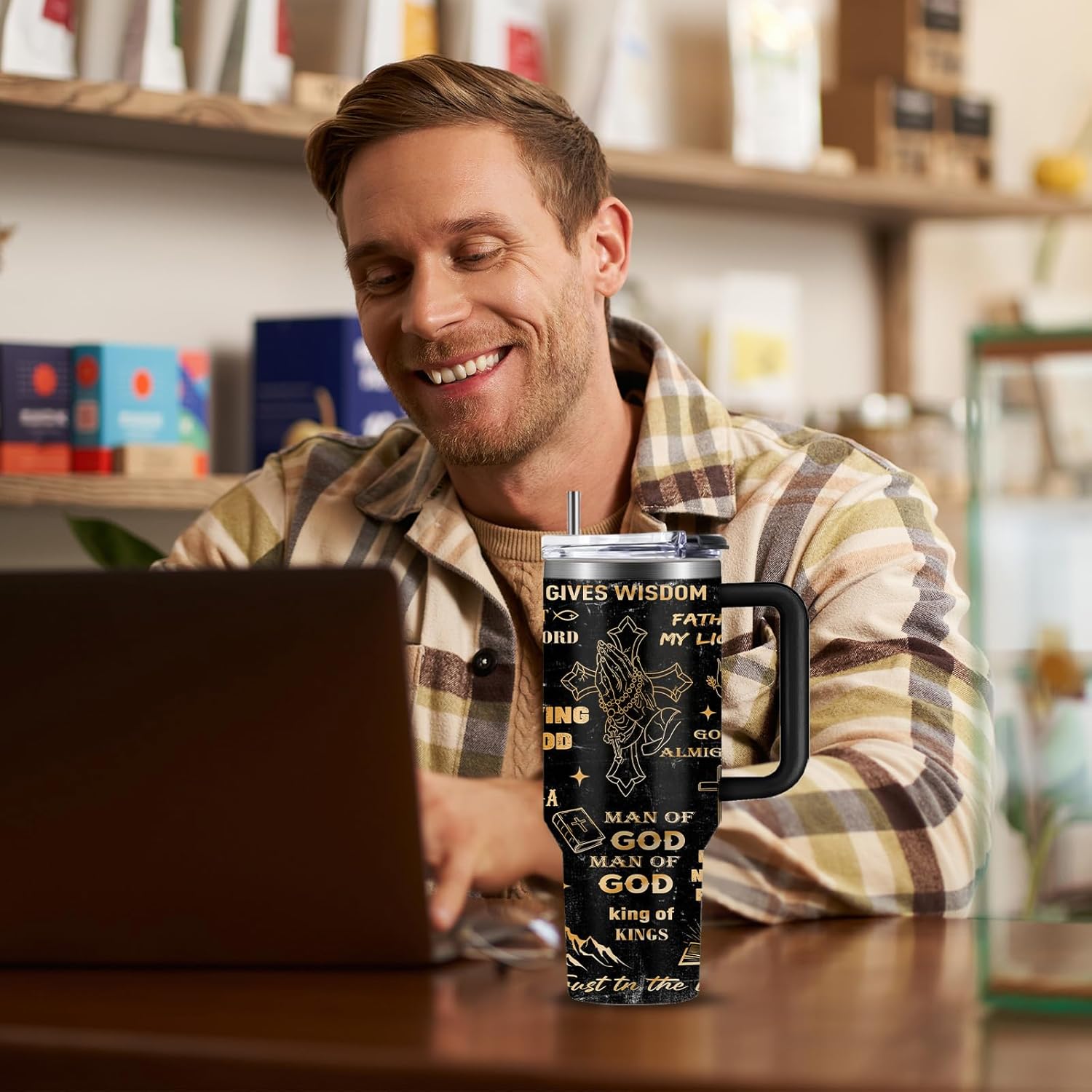 Christian Man Of God Tumbler for Men Jesus Religious Stainless Steel Insulated Coffee Cup God Mug 40oz - Image 4