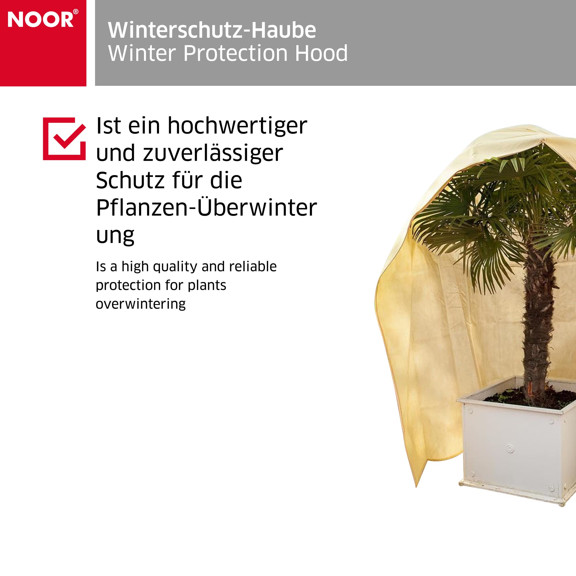 NOOR Winterschutzhaube PRO 3XL - Beige 200x300 cm | Frostschutz Wintervlies für Topf- & Kübelpflanzen - atmungsaktiv, wasser- & lichtdurchlässig - mit Zugband und Reißverschluss
