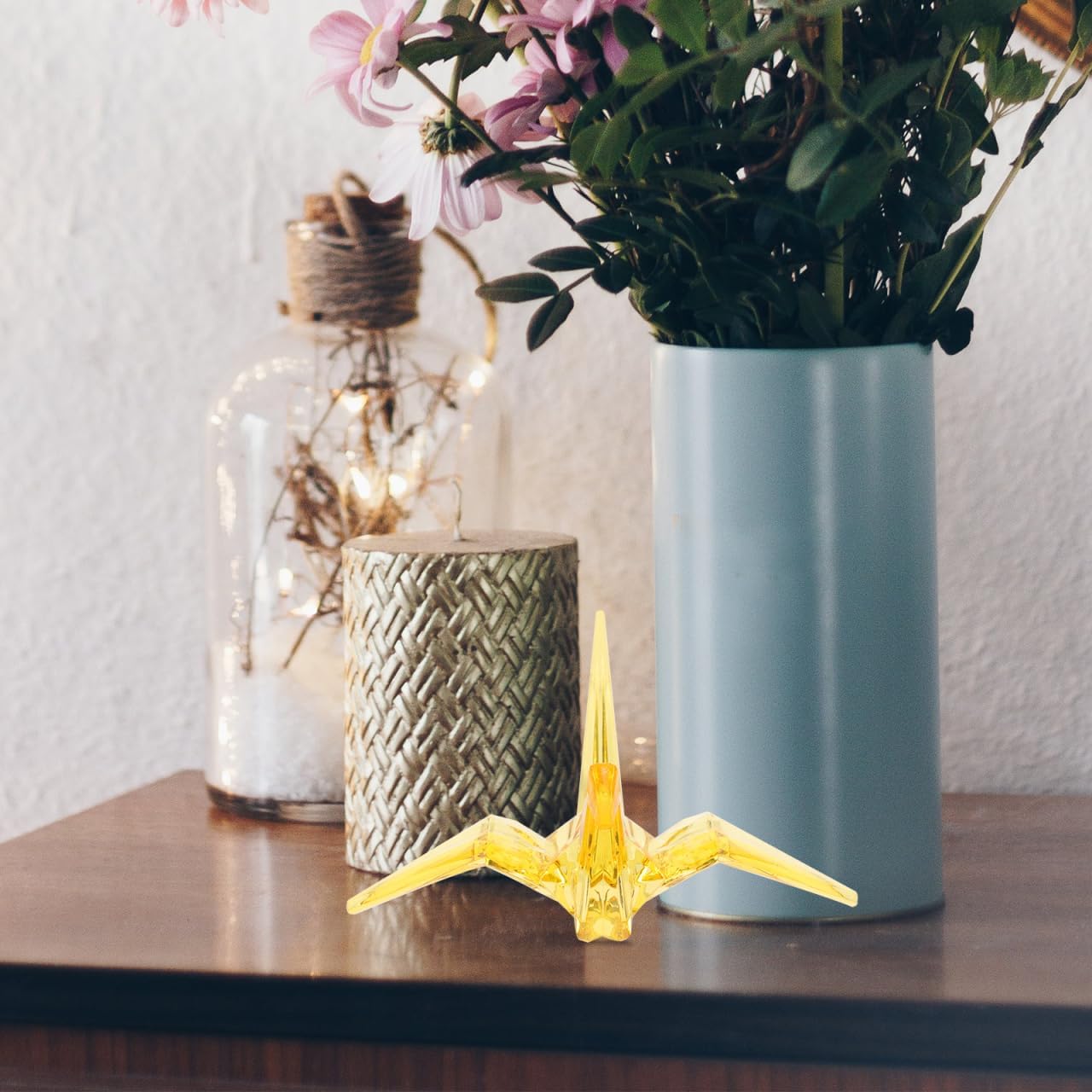 Baluue Acrylic Origami Crane Ornament Clear Paper Crane Decor Crystal Figurine 5.82 X 4.80 X 3.74 in Table Decoration for Home Parties Festivals Weddings DIY Crafts