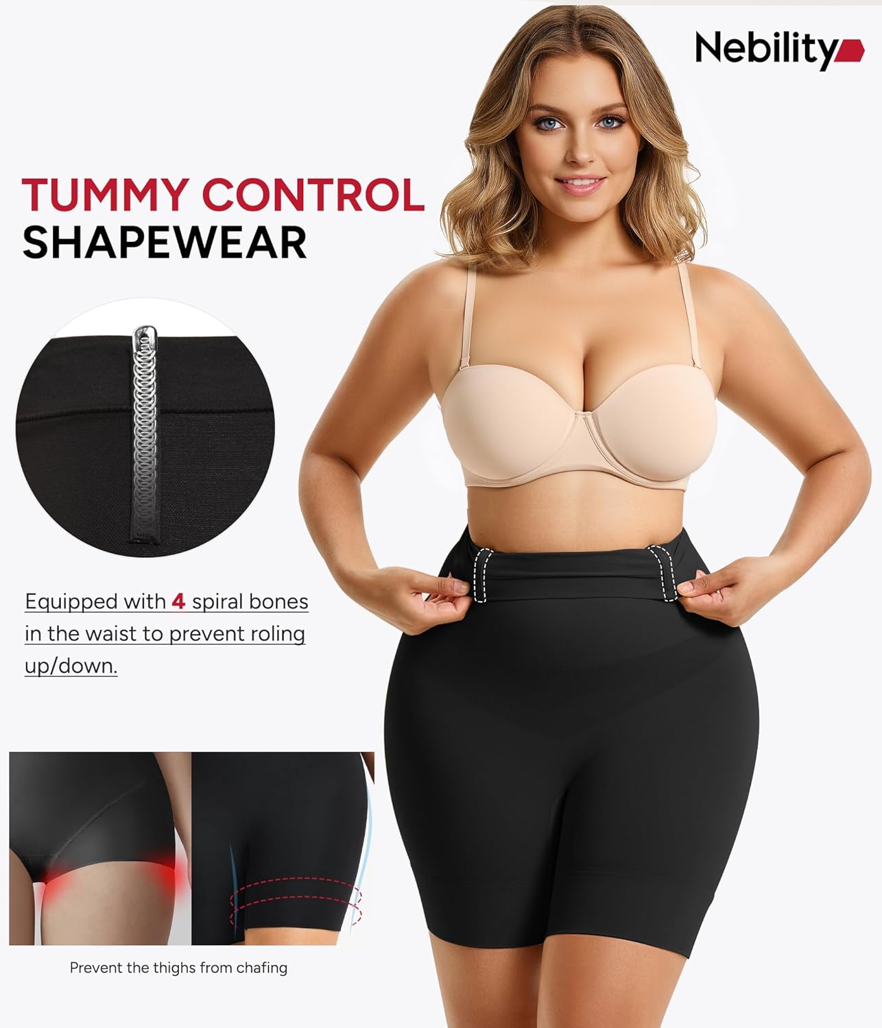 Nebility Shapewear Tummy Control Underwear for Women High Waisted Butt Lifting Panties Body Shaper Shapewear Shorts - Image 4