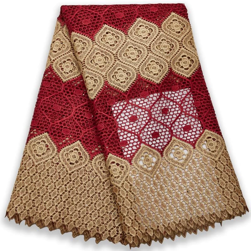 African Lace Fabric Water Soluble Guipure Fabric 5 Yards Nigerian Lace Cord Fabric for Daily Clothes Sewing （27432）