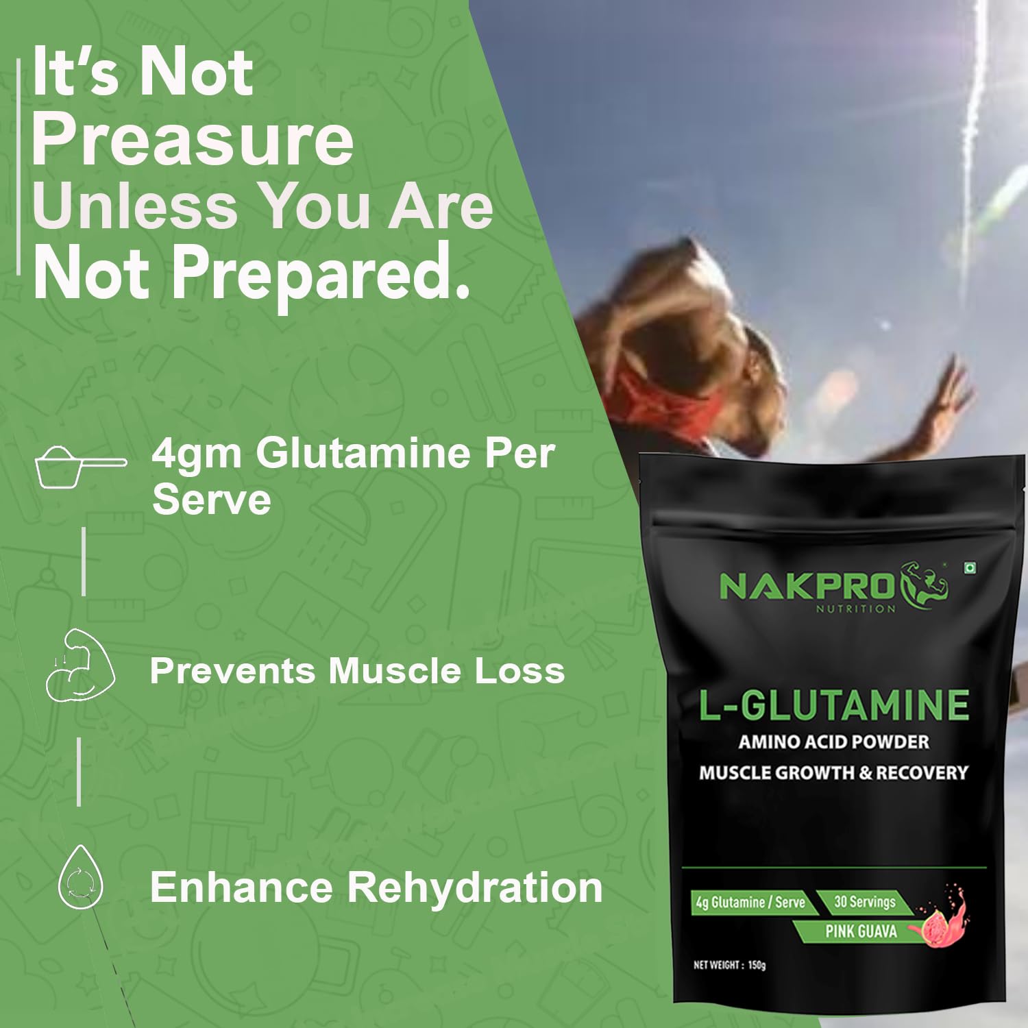 Nakpro L-Glutamine Powder | 4g Glutamine Per Serving, 30 Servings | Post Workout Amino Acid Supplement for Muscle Growth and Recovery (Pink Guava, 150g) — Amazon image 7