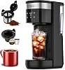 Iced Coffee Maker, Hot and Cold Coffee Maker Single Serve for K Cup and Grounds, Strong Brew, Iced Coffee Machine with 30oz Removable Water Reservoir, 6 to 14oz Cup Size, Self Cleaning