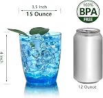 Set of 6 Hammered Style 15-ounce/430ml Acrylic Glasses Plastic Tumbler,BPA Free,Dishwasher Safe (Blue)