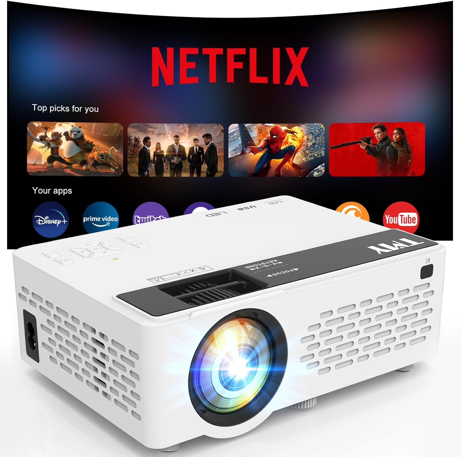 TMY Netflix-Officially-Licensed Mini Movie Projector with WiFi