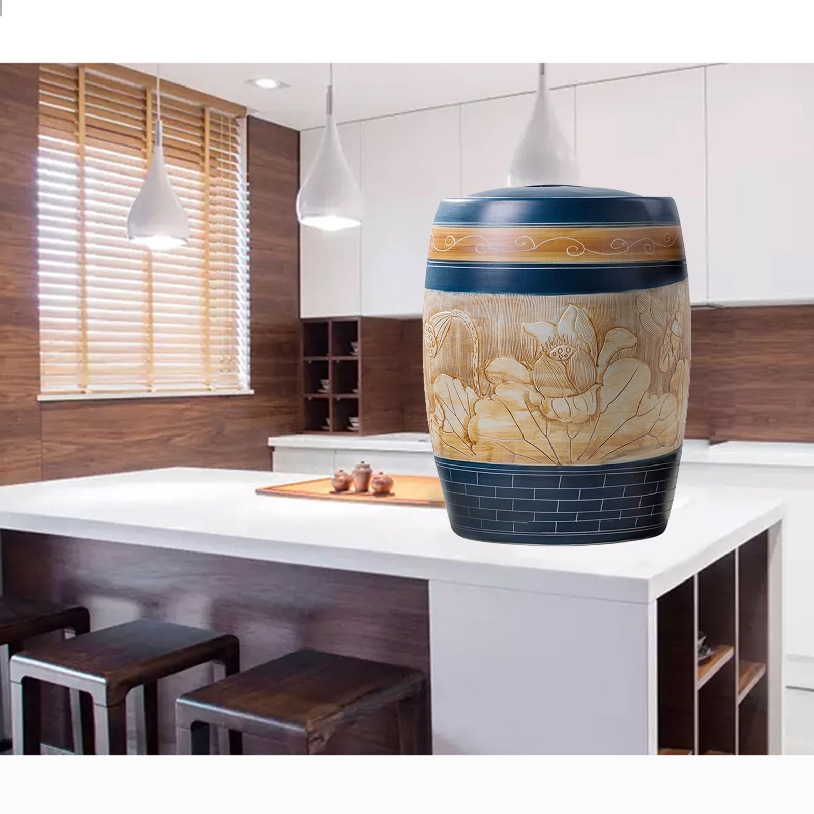 Contenitore In Ceramica Per La Conservazione Di Riso, Farina, Cibo Per Animali Domestici, Contenitore Per Riso Con Coperchio, Secchio Per Riso, Contenitore Per La Conservazione Di Cereali, Scatola In