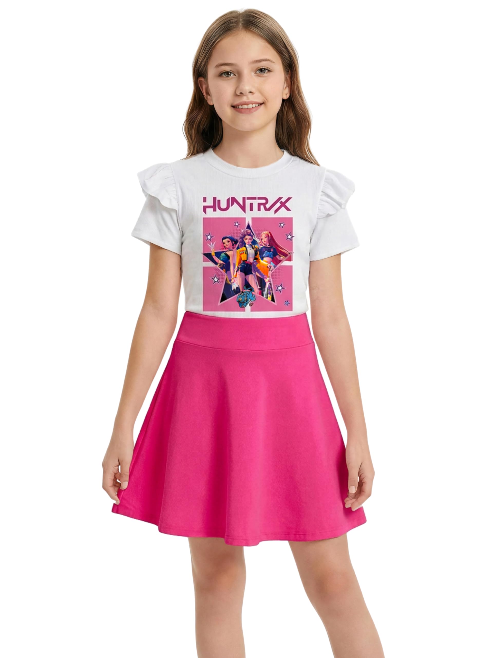 Vestido Niña K-Pop, con Estampado Idol. Moda Anime Infantil. Vestido de Manga Corta con Volantes y Falda Acampanada. Moda Casual de Verano para Niñas de 2 a 12 Años. — view 10