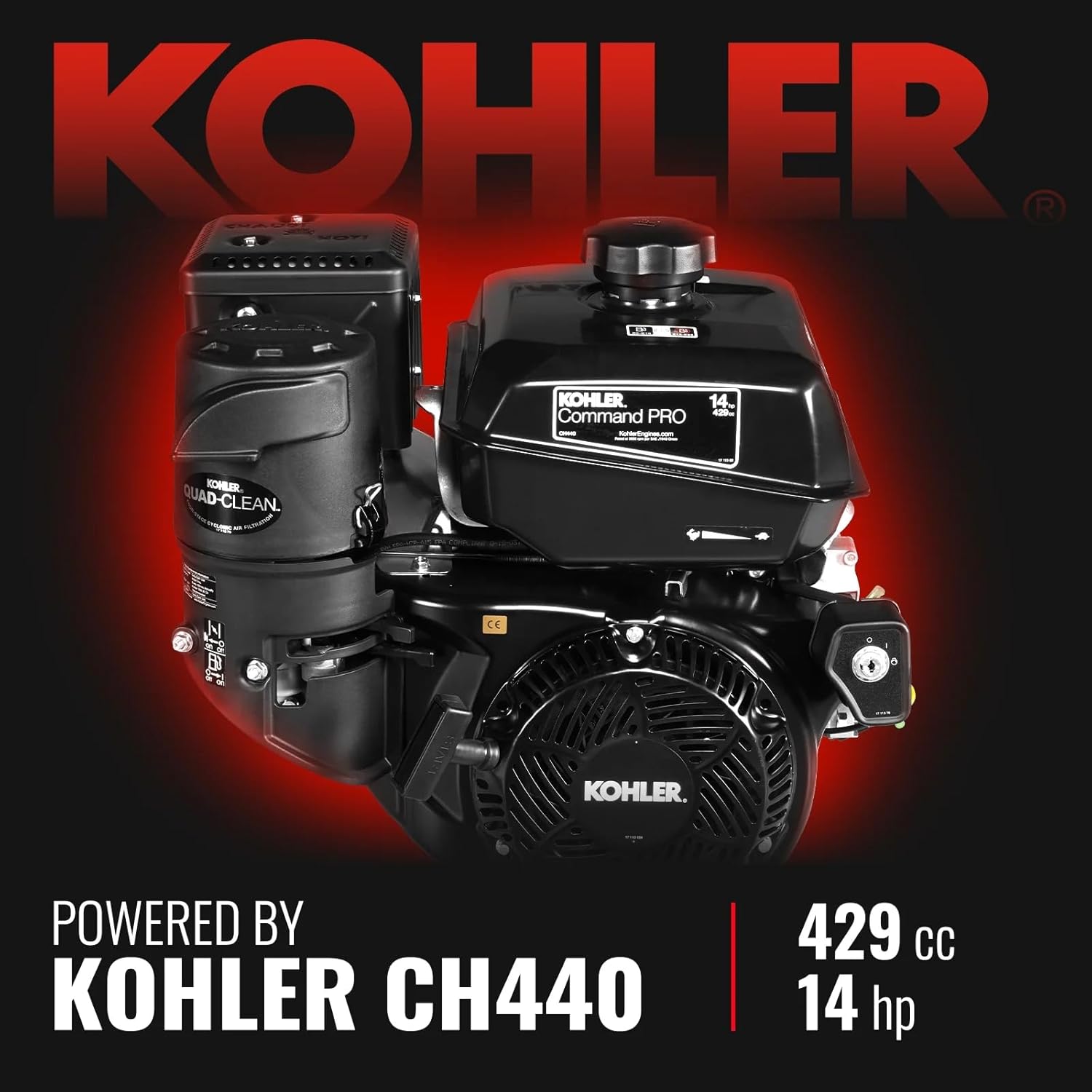 6 inch Kohler 429cc 14hp Electric Start Gas Powered 4-Wheels Wood Chipper Shredder Mulcher with Towbar, Tail Light, Emergency Stop Button&Stop Bar, Model B150 Red