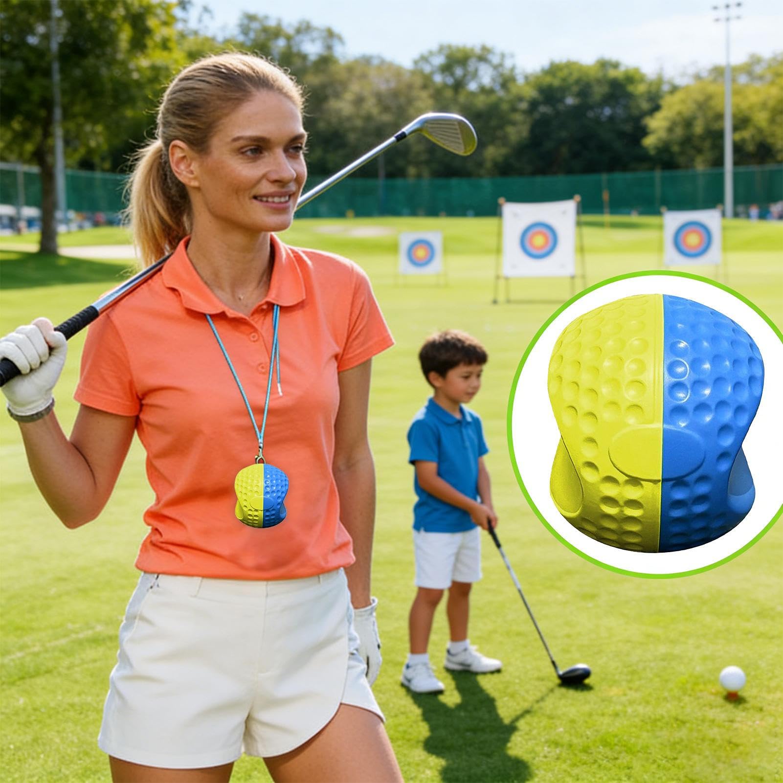 Ausilio per l'allenamento dell'oscillazione del golf, ausilio per l'allenamento delle braccia, palla da golf con cordino regolabile, per golfisti e golfisti in giardino, piazzo, driving, range
