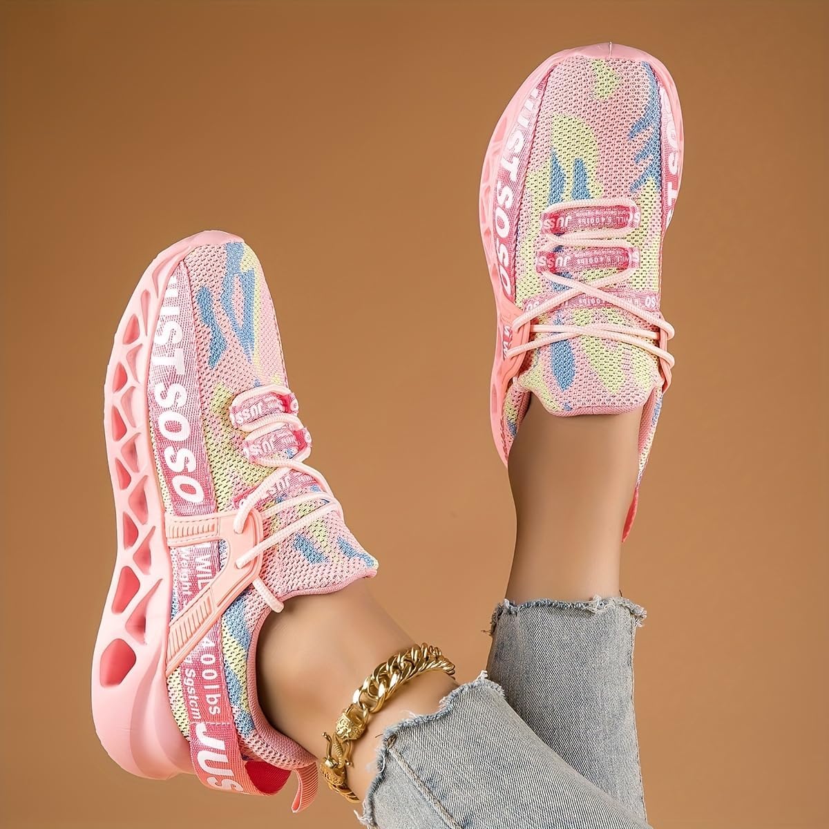 Women's Camo Running Shoes: Lightweight, Soft Sole, Breathable Mesh Sneakers with Lace Up Comfort