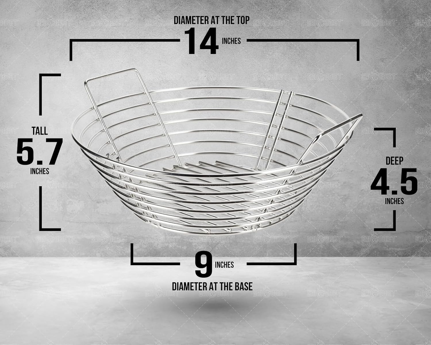 Replacement Kamado Classic Joe Charcoal Basket, Lump Ash Basket Fits Big Green Egg Grill, Large - Stainless Steel Charcoal Holder with Divider. Smoking Accessories also for other 18" Charcoal Grills