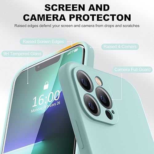 Miniatura 72 de BossKiss Funda compatible con iPhone 14 Pro, silicona mejorada [protección de cámara] [2 protectores de pantalla 9H], forro interior de microfibra