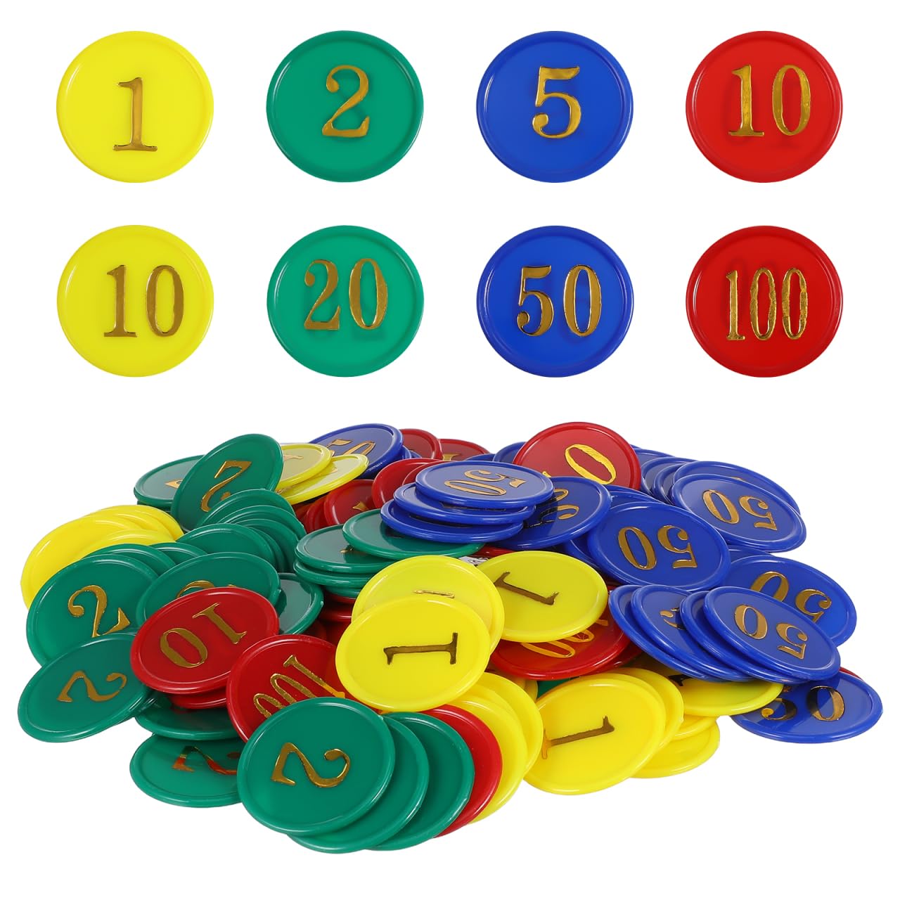Toyvian 320Pcs Plastic Poker Chips 1.5 Inch Counting Chips for Math Learning Board Games Bingo Markers Game Accessories