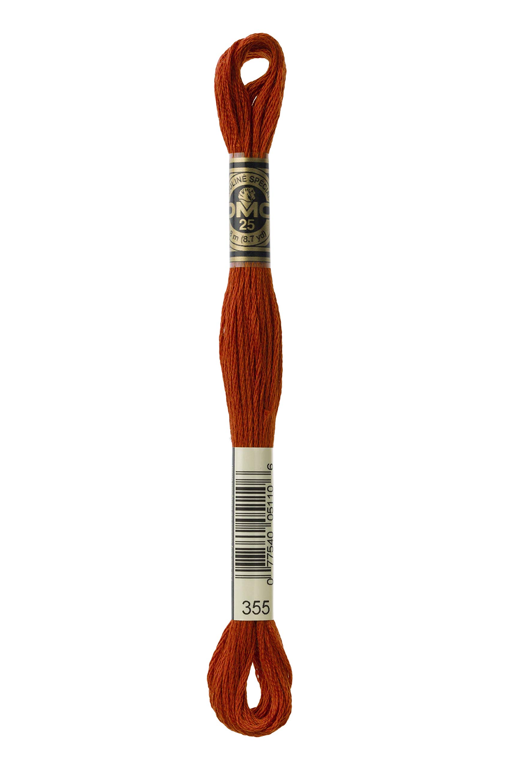 DMC 117-355 Mouline Stranded Cotton Six Strand Embroidery Floss Thread, Dark Terra Cotta, 8.7-Yard