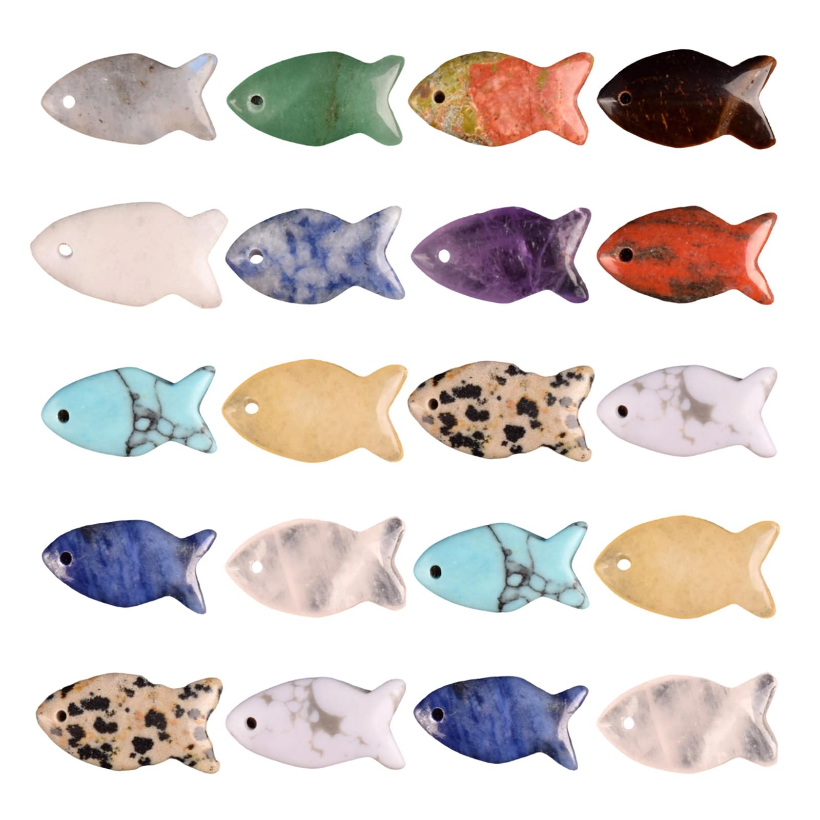 Maxtonser Pack Of 20 Crystals Fish Pendants Random Color For Necklace Jewelry Making And Craft
