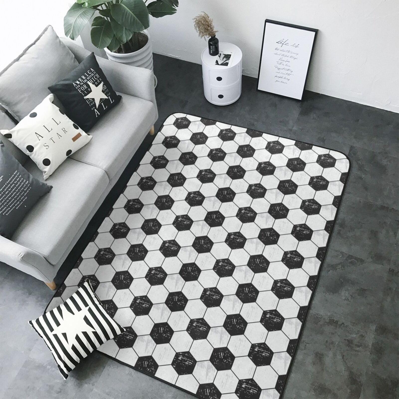 Tapis motif football lavable pour créer un coin jeu salon