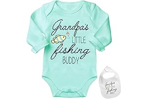 Grandpa's Baby Buddy Fishing Outfit: Newborn Bodysuit and Bib Set