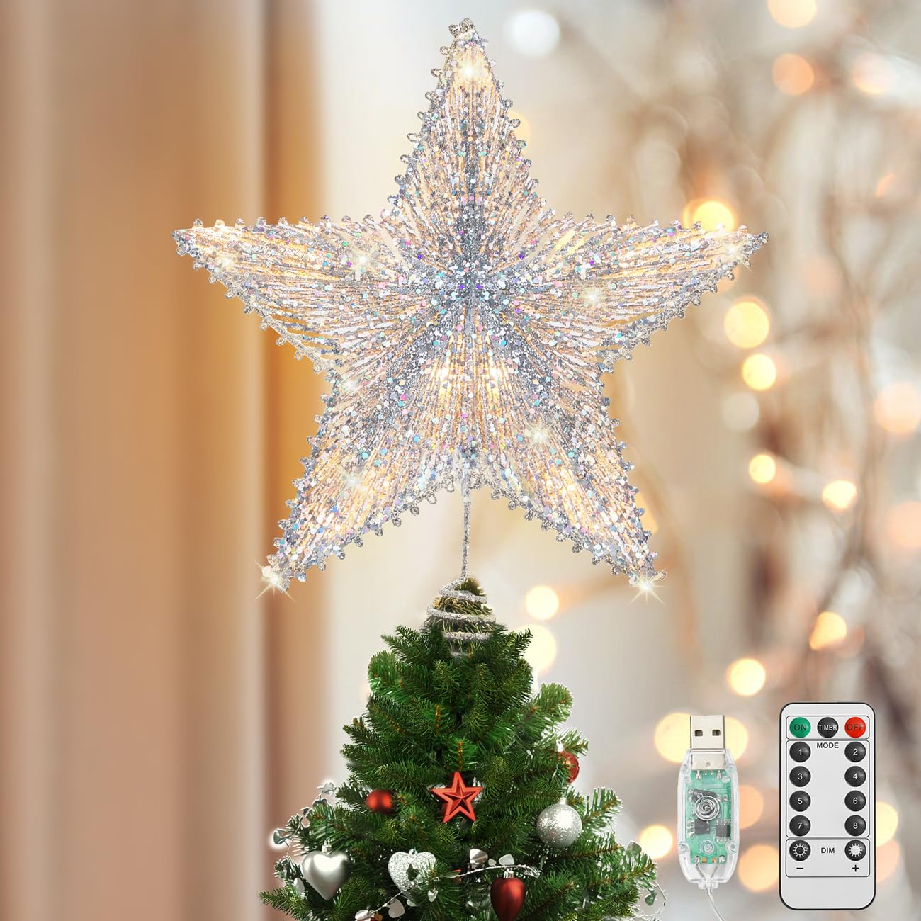 Amazon.com: Luxspire Christmas Tree Topper, 3D Lighted Christmas
