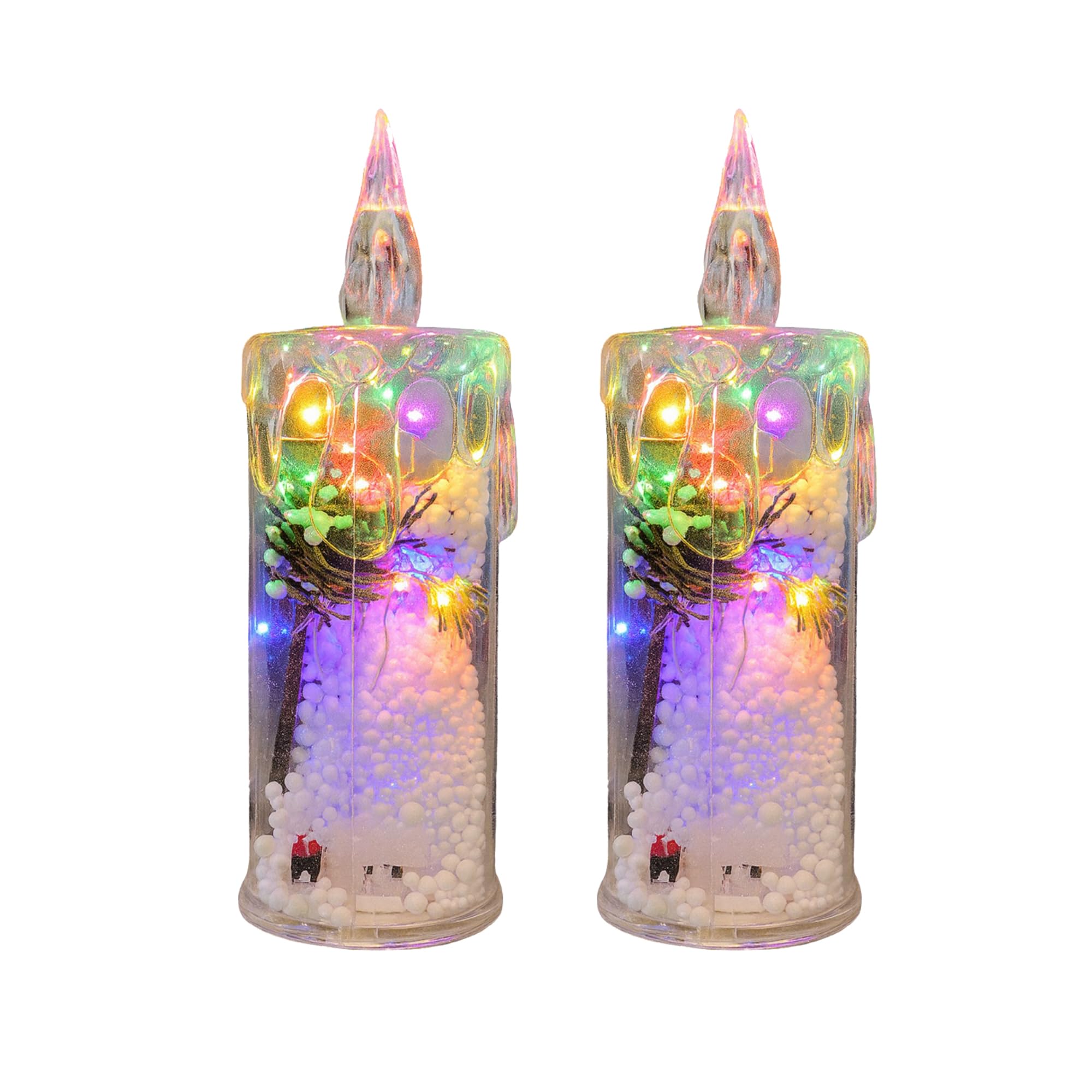 Christmas LED Acrylic Candle Light -16 cm Flameless & Smokeless Candle Christmas Design Decorative, Night Lamp for Home Décor, Tabletop, Living Room, Bedroom for Christmas Decoration - Pack of 2-image-9
