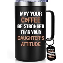 Lifecapido Dad Gifts from Daughter, May Your Coffee Be Stronger Than Your Daughters Attitude Coffee Mug, Fathers Day Gift from Daughter, Christmas Gifts for Dad Father, Funny Dad Mug, 20oz, Black