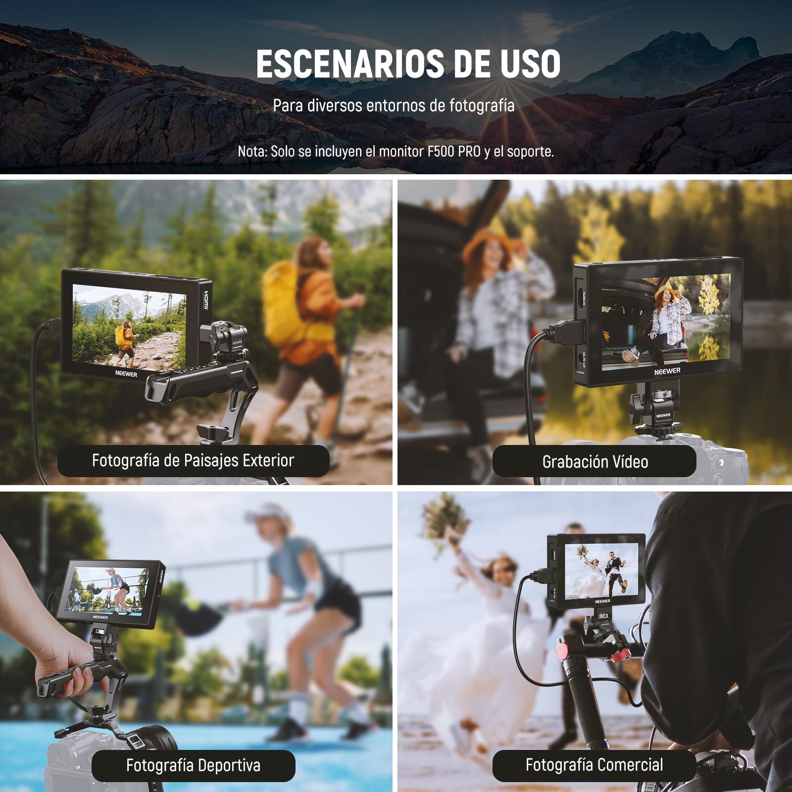 NEEWER Monitor de Campo para cámara de 5,5", 2000 nits HD 1920x1080 IPS con Pantalla táctil, 4K HDMI Loop in/out con 3D LUT, Enfoque máximo, Asistencia de vídeo DSLR, Onda de Forma HDR, batería de