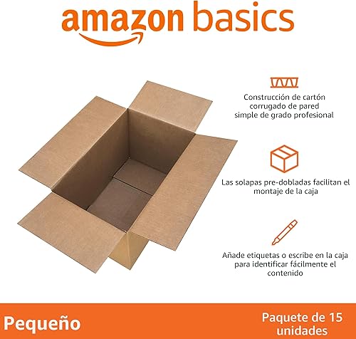 Miniatura 2 de Yaxa Basics Cajas de cartón para mudanzas, paquete de 15, pequeñas, marrones, 16 x 10 x 10 pulgadas
