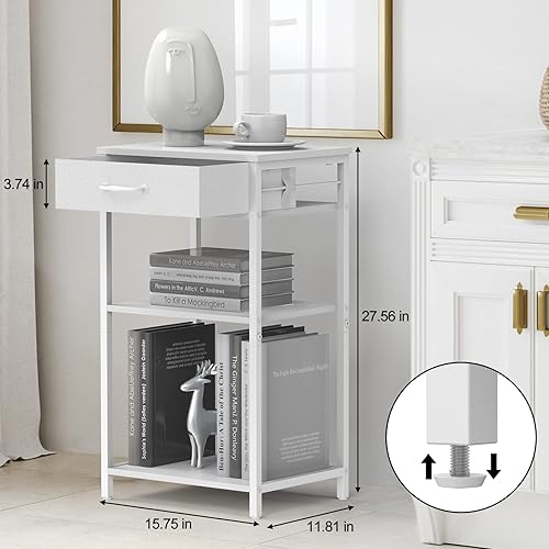 Miniatura 4 de NOVIMANGO - Soporte para impresora industrial, mesa de impresora de 3 niveles con estante de impresora de almacenamiento con cajón de archivos,