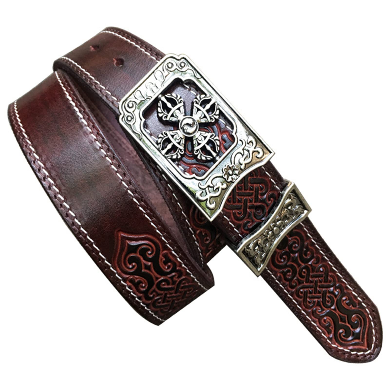 Cowgirl Western Cowgirl Country Country Fashion Style Floral Incised Incisione Full Grain Cintura in pelle genuina 38 mm per pantaloni jeans