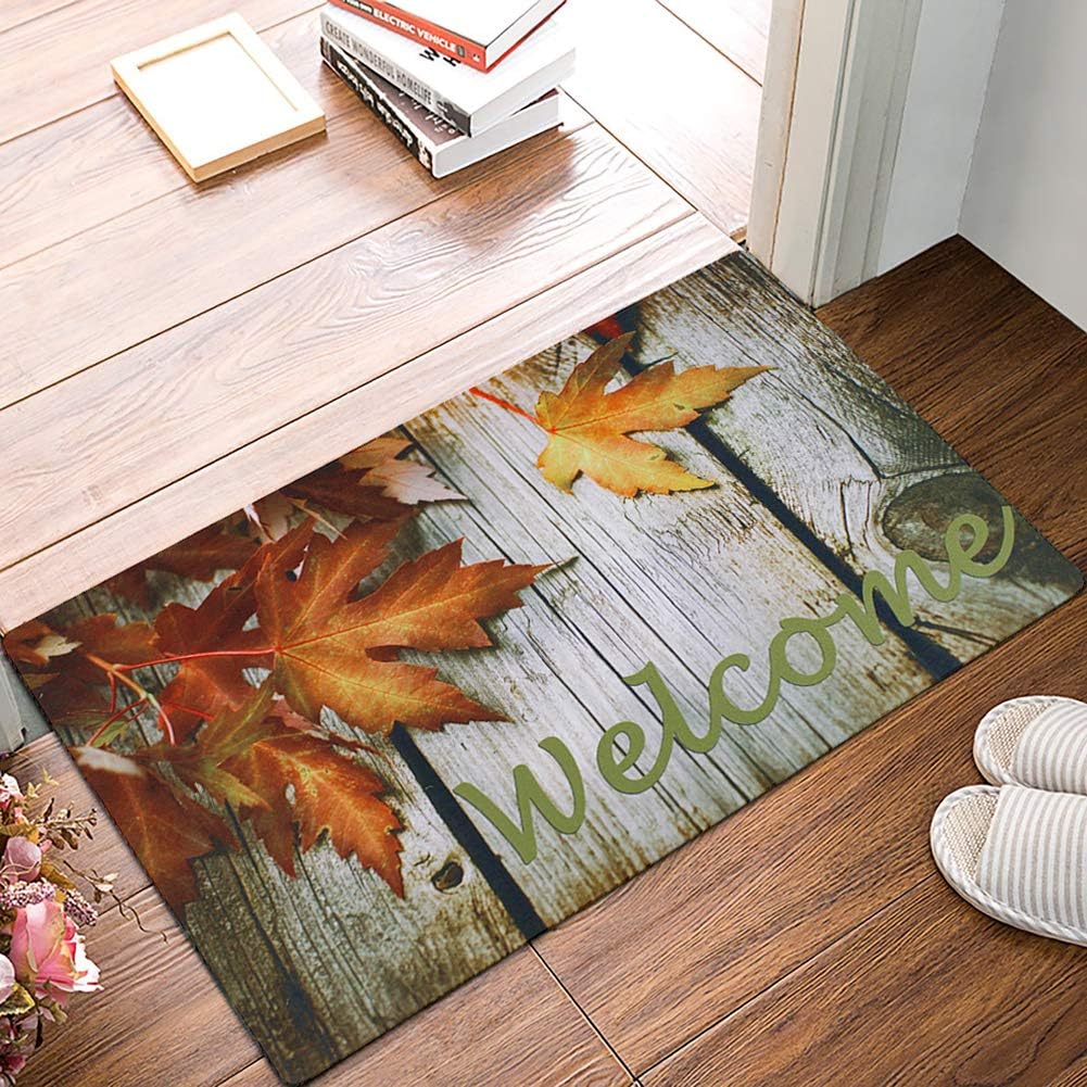 Welcome Doormat Front Door Mat, Rubber Back Non Slip Door Mat Entrance Rug Shoe Scraper 17" x 29", Low-Profile Printing Mats for Entry, Garage, Patio, High Traffic Areas