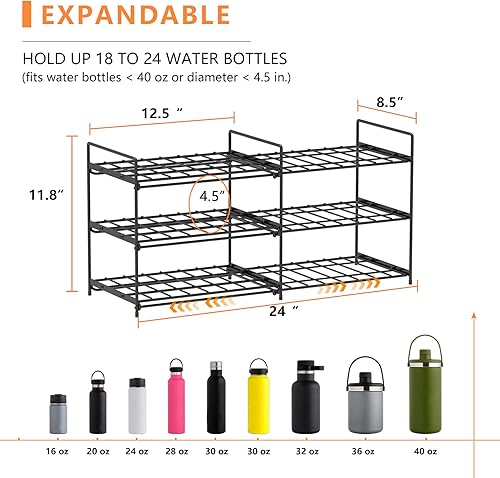 Miniatura 2 de LIDTOP Organizador de botellas de agua para gabinete, soporte expandible para botellas de agua, estantes de vino para refrigerador, organización de