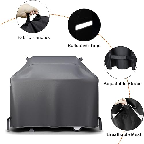 Miniatura 4 de Hisencn Cubierta para parrilla de barbacoa de 55 pulgadas, resistente al agua, para parrilla de gas de 3 a 4 quemadores, para Weber, Charbroil,