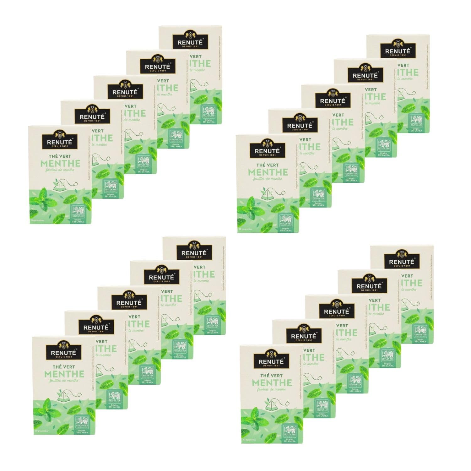 Lot 20x Thé vert à la menthe - 20 sachets - Boîte 32g