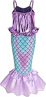 Vista 12 de Funna Disfraz de sirena para niñas, vestido de princesa con accesorios rosa, talla 3T