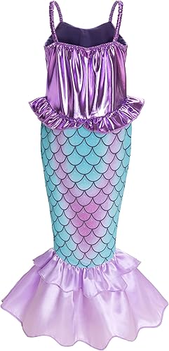 Miniatura 12 de Funna Disfraz de sirena para niñas, vestido de princesa con accesorios rosa, talla 3T