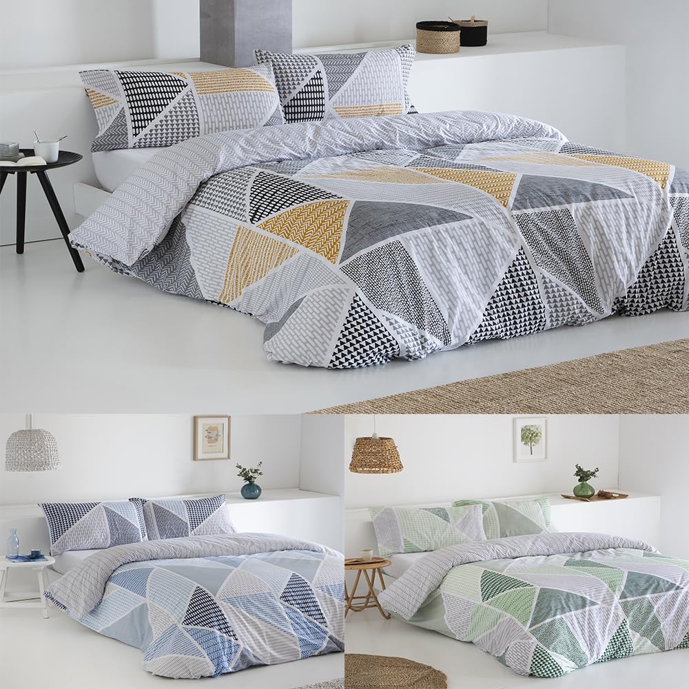 Funda nórdica cama 150 antiarrugas con cierre de botones gris juego de 3 piezas