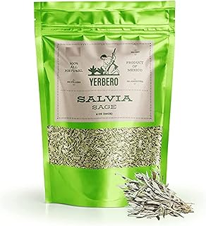 Yerbero - Whole Pure White Sage Leaf Tea 2oz (56gr) | Premium Quality Sage Dried Cut Leaves | Delicious | Te De Hojas De Salvia Blanca Enteras. Resealable Bag | Non GMO | All Natural.