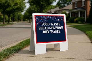 Food Waste Separate From Dry Waste 4Th Of July American Flag Usa Patriotic Fireworks A-Frame Double Sided 23x23 in. Yard Road Sign