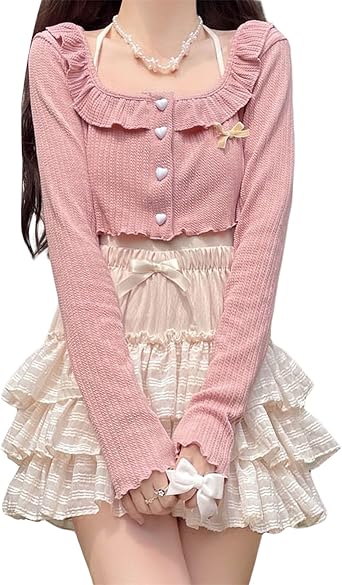 Women Korean Kawaii Mini Skirt Low Waist Lace Patchwork Ruffle Mini Skirt Sweet 90s E-Girl Aesthetic Clothes