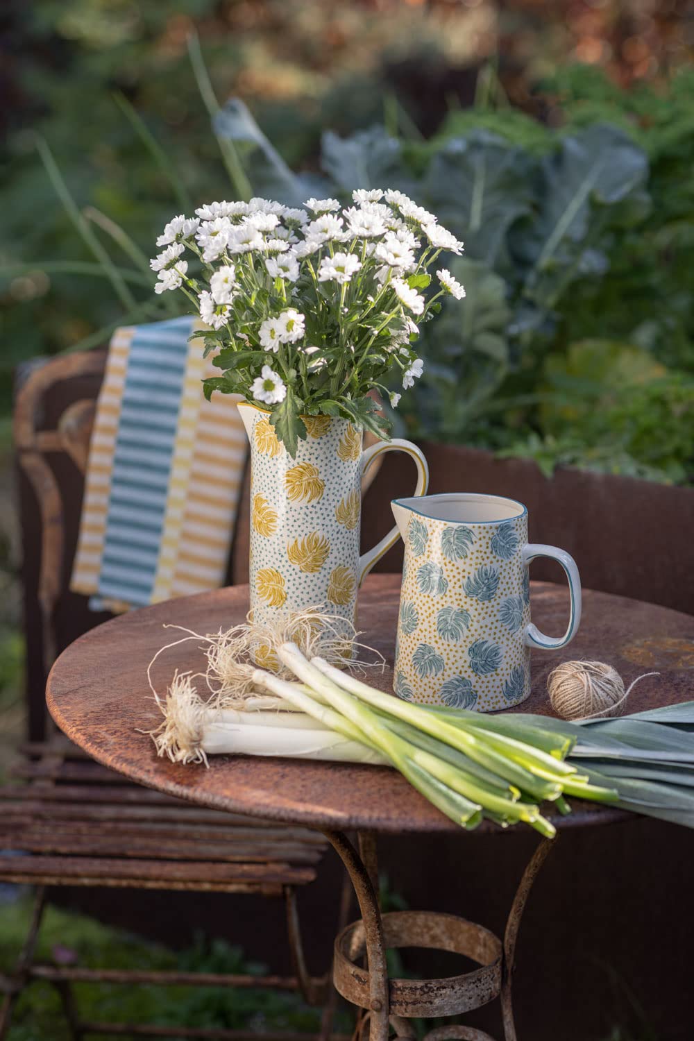 Karaffe, Wasserkrug aus Keramik, Vase, Krug BOHO CHIC blau, 17,5 x 13 x 18 cm, 1500 ml