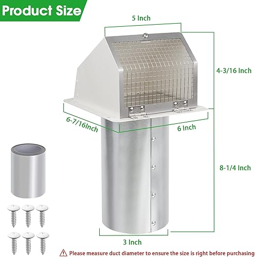 Miniatura 2 de Cubierta de ventilación de secadora de 3 pulgadas en el exterior, cubierta de ventilación de pared, cubierta de ventilación de escape de secadora