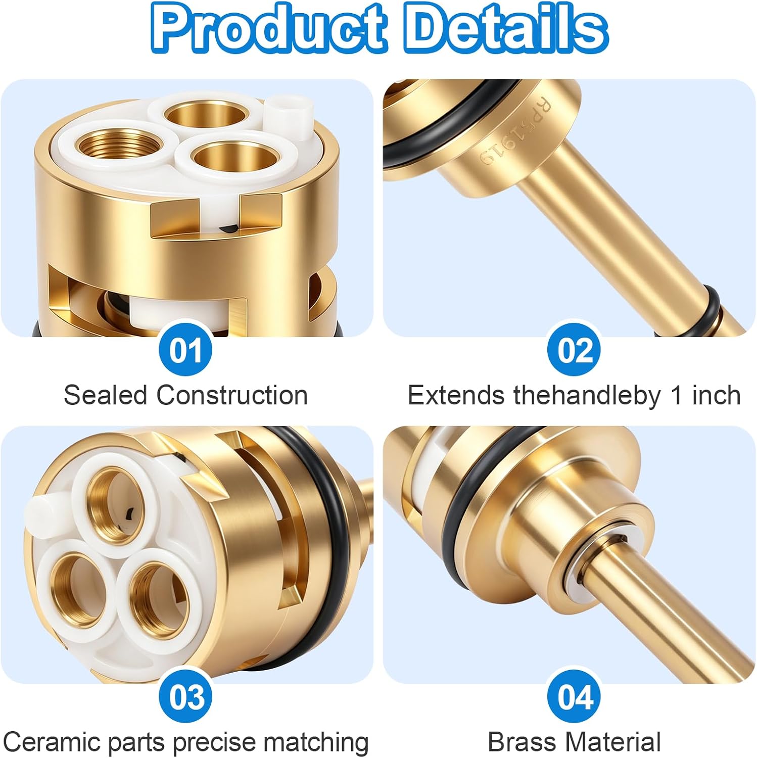 RP51919 6-Setting Diverter Cartridge Replacement Kit - Compatible with Delta R11000 R22000 Valve, Solid Brass 6-Way Shower Diverter Parts