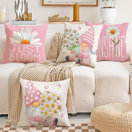 Miniatura 2 de All Smiles Juego de 2 fundas de almohada lumbares de 12 x 20 pulgadas para exteriores, decoración del hogar para patio, sofá, silla, gnomos florales