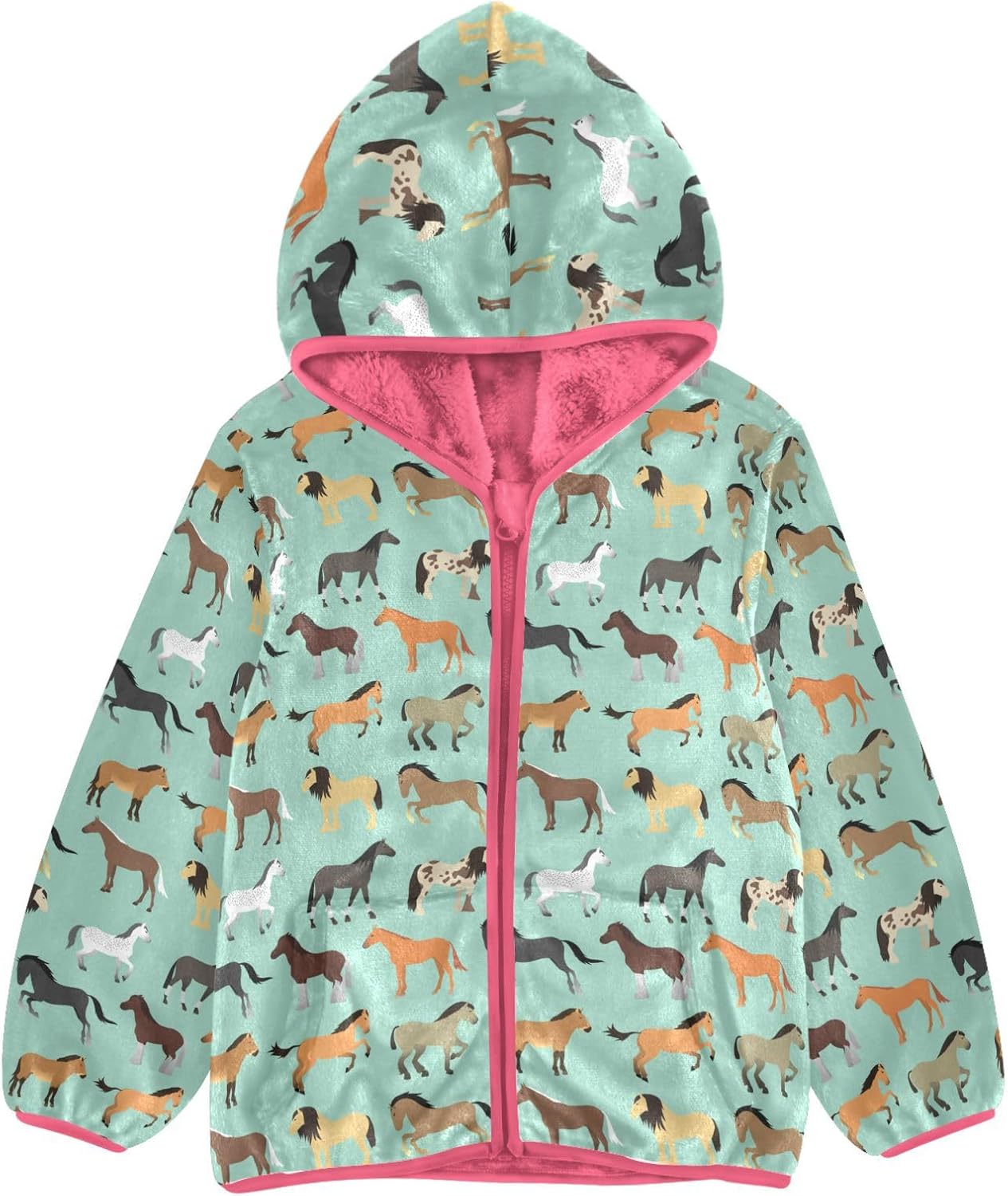 Aflyko Girls Fleece Coat Zip-Up Hoodie Warm Outerwear Kids Hooded Jacket